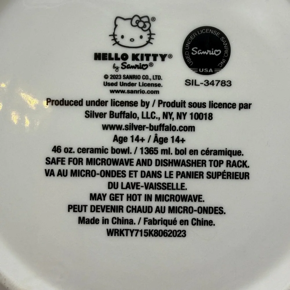 Hello Kitty Christmas serving Bowl Silver Buffalo Holiday Sanrio ceramic